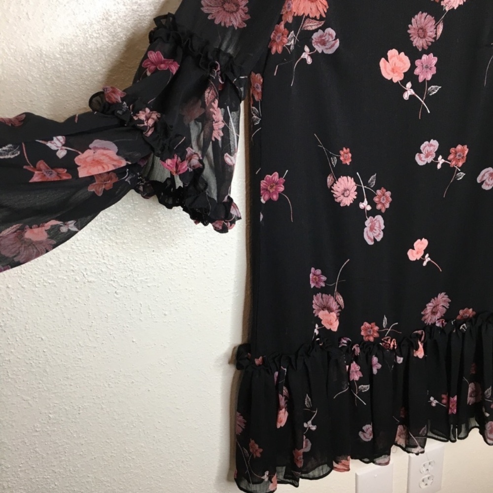 CeCe Long Sleeve Romantic Memories Floral Tiered Ruffle Dress S - Picture 3 of 5